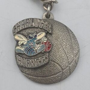 Vintage Charlotte Hornets Authentic NBA Pewter Key Chain 1992